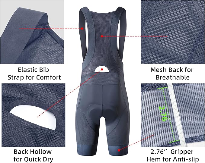 Cycling Bib Shorts for Men - Road Bike Bicycle Breathable Padded Riding Tights