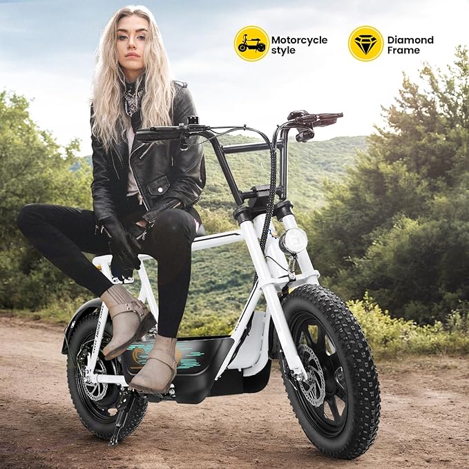 Caroma Peak 1200W/1000W/800W/500W Electric Scooter with Seat,16"/20" Fat Tire Ebike All-Terrain,Max 30Miles&20MPH Electric Scooter Adults,Electric Motorcycle Adults with Storage Basket for Cargo&Pets