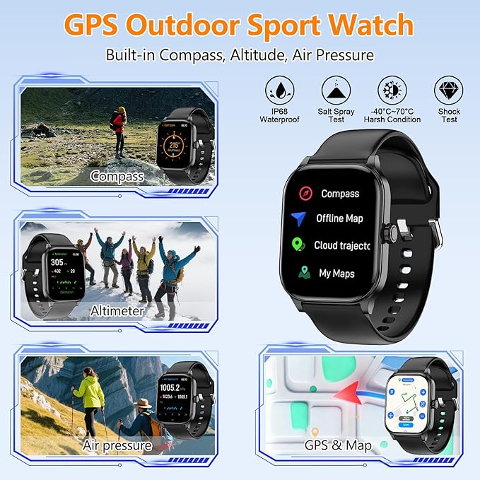 Smart Watch for Women Men with Text and Call, 2026 New AI Smartwatches with Heart Rate/SpO2/Sleep/Stress Monitor, 100+ Sports Modes, GPS Fitness Watches Compatible with iOS/Android