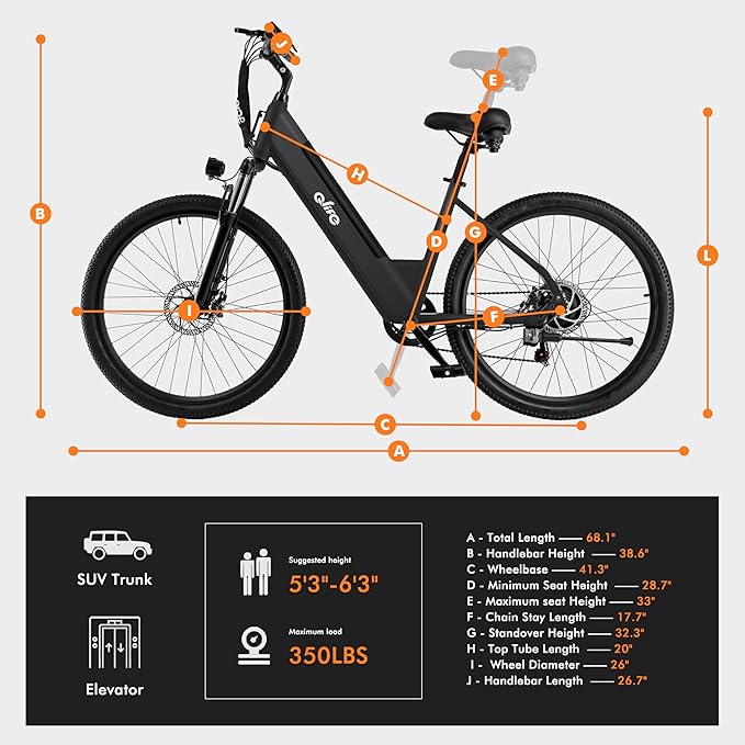 Qlife Cityone Electric Bike for Adults & Teens, Step-Through Commuter Ebike, 1000W Peak Motor, 55-Mile Range, 48V Removable Battery, 26-Inch City Tires, 7-Speed, Up to 25 MPH