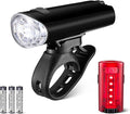 Amazon Basics Bike Lights for Day/Night Riding, Bicycle Lights Front and Back, Headlight Black, Taillight Red