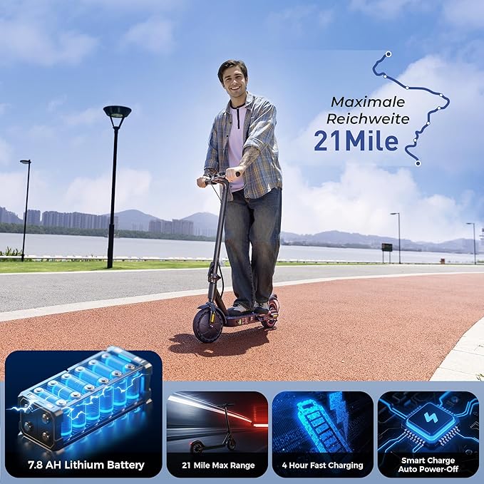 Electric Scooters - Electric Scooter for Adults, 500W Peak Motor, 18 Max MPH, 21 Miles Range, APP Control, Lightweight Foldable E-Scooter