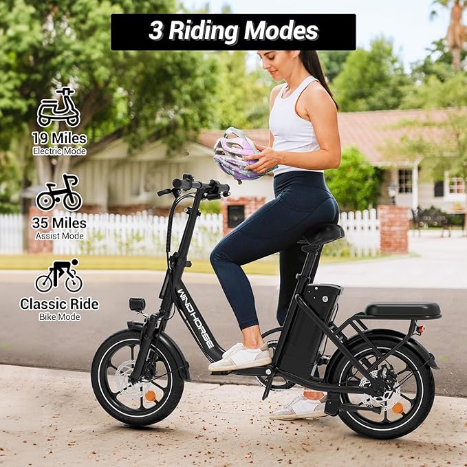 RIDWIND 16" Folding Electric Bike Adults, Peak 630W Adult Electric Bicycles, Up to 25 MPH and 35 Miles Foldable Ebikes, Electric Bike for Teens with 36V 8Ah Removable Battery, UL2849 Certificate