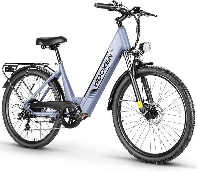 Wooken Electric Bike for Adults, 1000W Peak Ebike, 26" x 2.1" Tire Step Through Electric Bike, City Cruiser Ebike with 48V 10.4/15Ah Removable Battery, 7 Speed, SGS Certified to UL2849