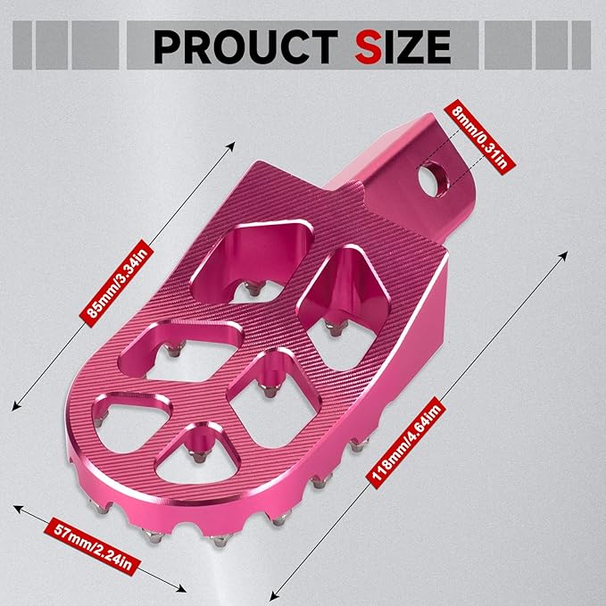 Mini Bike Foot Pegs CNC Anti-Slip Wide Footpegs for Coleman CT100U CT200U BT200X CC100X CRF XR 50 70 110 125 SSR Apollo TaoTao Motorcycle Dirt Bike Pit Bike Pedals Deep Pink