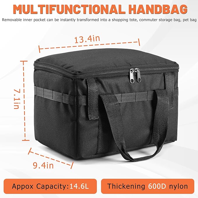 Bike Basket Front with Removable Liner Bag, Large Bicycle Front Basket for Men Women, Heavy Duty Metal Bike Cargo Basket for Adult Bikes, Ebike, Electric Bike, Mountain Bike, City Bike, Cruiser