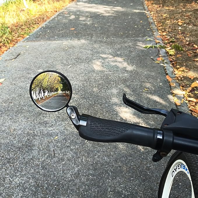 Bike Mirror, Bar End Bicycle Mirror 2 Pack, Adjustable Bike Rear View Mirrors for Handlebar End, Acrylic Convex Round HD Bicycle Rearview Mirrors for Road Bike Mountain Bike