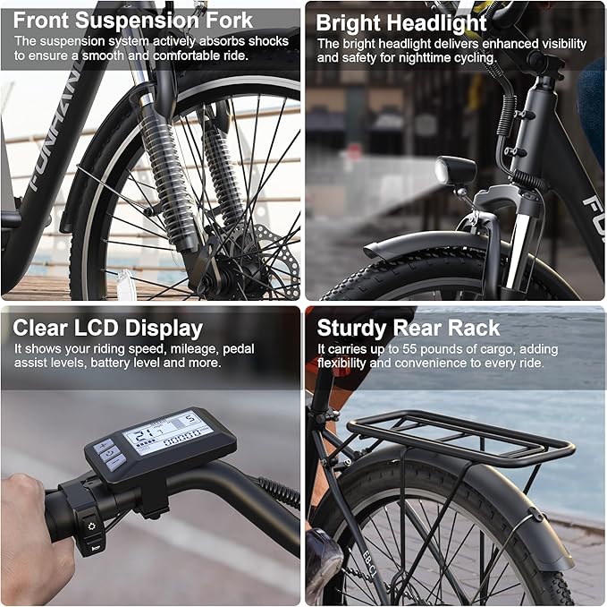 Electric Bike for Adults, 26" City Cruiser Ebike with 1000W Peak Motor, 21.7MPH 50 Miles Commuter Adult Electric Bicycles with 48V Battery, Adjustable Stem, 7-Speed, UL 2849 Certified