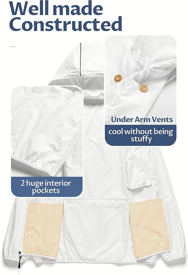 CREATMO US Men's Packable Waterproof Running Rain Coats Reflective Cycling Jacket Windbreaker With Removable Hood