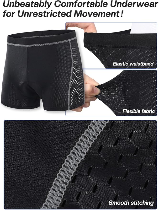ARSUXEO Men's Cycling Underwear 4D Padded Bike Shorts Bicycle Biking Cycling Shorts with Padding Mountain Bike Liner