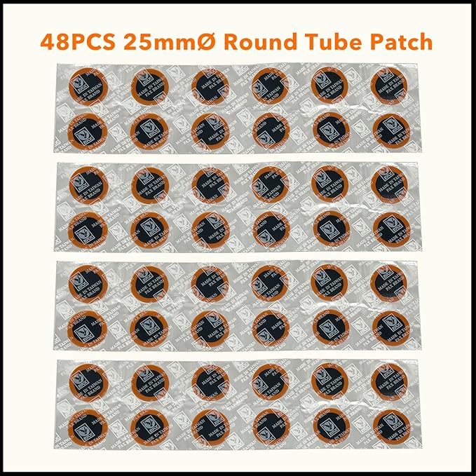 PAX 48 Pcs 25mm Dia Inner Tube Tire Repair Patches Kit, Puncture Tire Repair Kit for Car, Motorcycle, Scooter, Bicycle, BMX, ATVs, River Floating, Inflatable Rubber