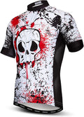 Men Cycling Jersey Skull Bike Short Sleeve Tops Quick-Dry Reflective 3-Pockets S-3XL