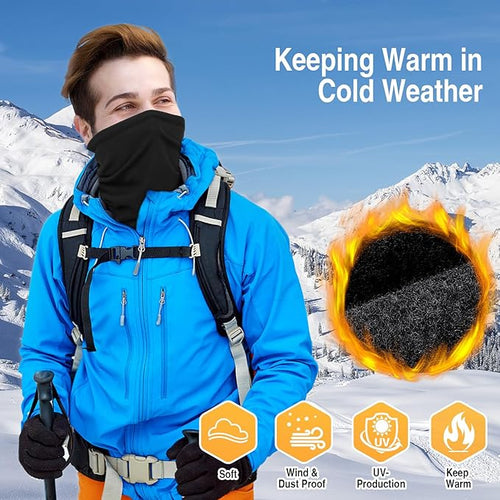 2 Pack Winter Neck Gaiter Warmer for Men&Women,Windproof Face Cover Fleece Face Mask Scarf for Cold Weather Sport