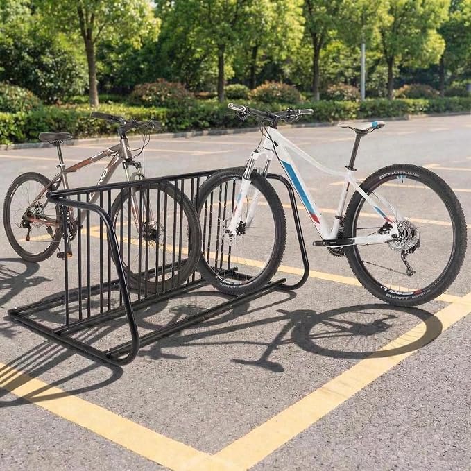 10-Bike Commercial Floor Rack, Heavy Duty Powder-Coated Steel Grid Organizer, Freestanding Double-Sided Storage for Garages/Storefronts/Schools