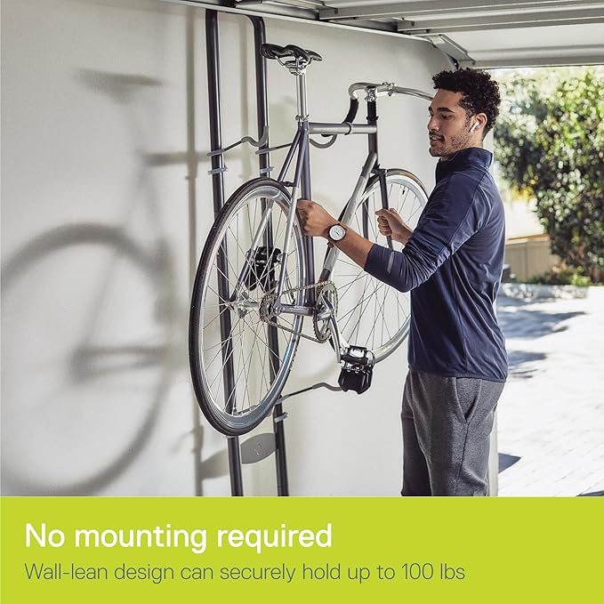Rugged 2 Bike Rack for Garage & Home by Delta Cycle – No Drilling Required – Fully Adjustable Gravity Storage Rack for Any Style Bicycle – Leaning Wall Rack Holds Up to 100 lbs