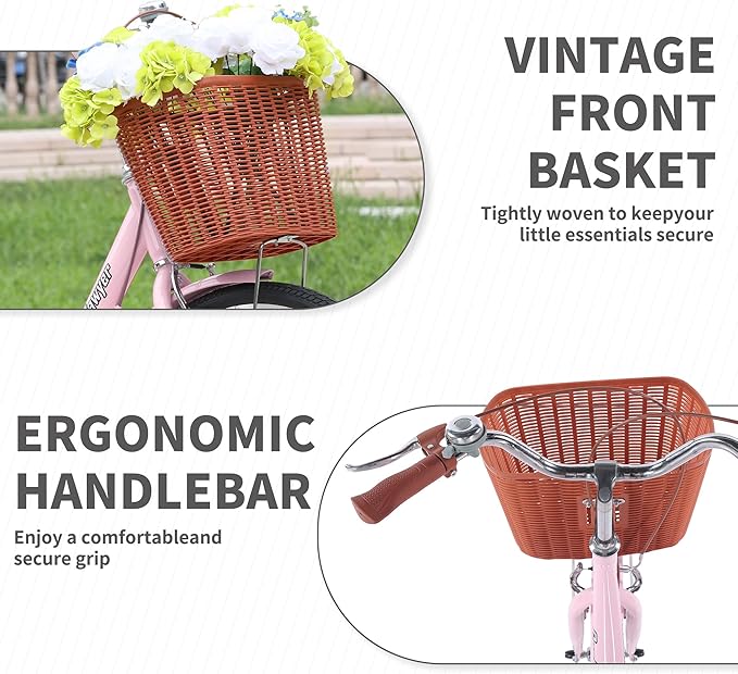24/26 Inch Adult Comfort Bike for Women, Women Commuter Bicycle Single Speed with Rear Rack and Basket, Comfortable City Bikes Ergonomic Upright Design for Women, Men and Teens