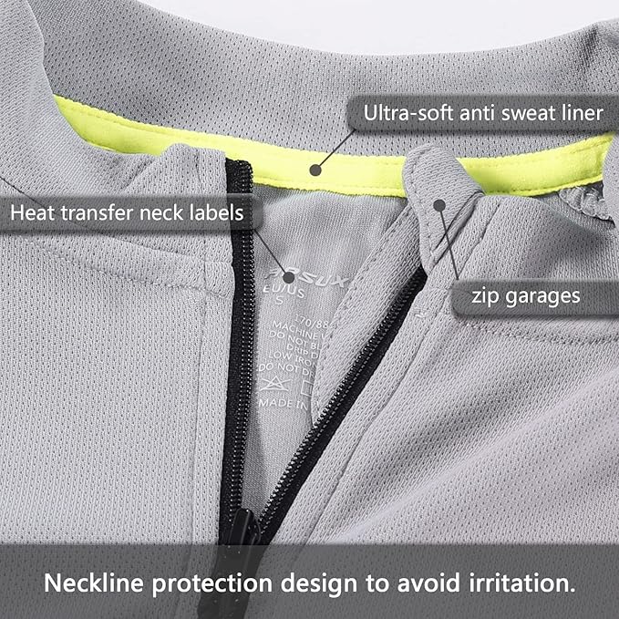 ARSUXEO Men's Full Zipper Long Sleeves Cycling Jersey Bicycle BikingBike Shirt 6030