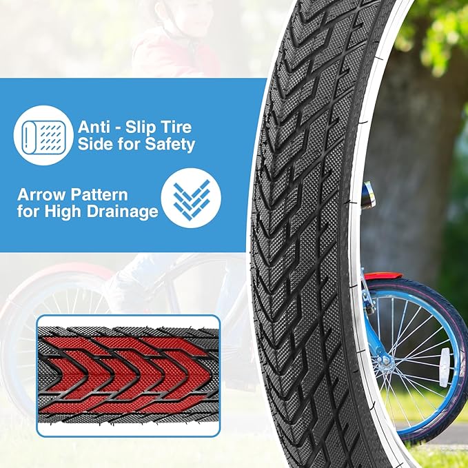ZUKKA 20 x 2.35 Bike Tire 1/2 Pack 20 inch x 2.35 BMX Bike Tire Folding Replacement Tire for MTB Mountain Bike, BMX Bicycle Commuter Bike