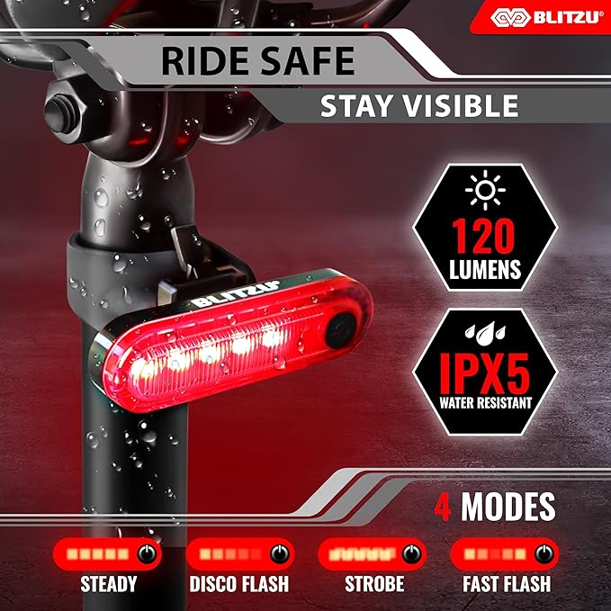Bike Lights for Night Riding, Super Bright Bicycle Reflectors, USB Rechargeable Bike Lights Front and Back, Water-Resistant, 4+5 Modes Headlight Taillight Set for Safety, Men, Women & Kids Gator 450