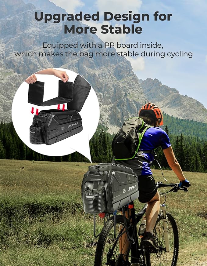 KEMIMOTO Bike Rear Bag EVA Hard Shell, 11L/20L/40L Upgraded Ebike Rear Rack Bag with Waterproof Cover, Bicycle Trunk with Shoulder Strap for Commuter Travel Outdoor