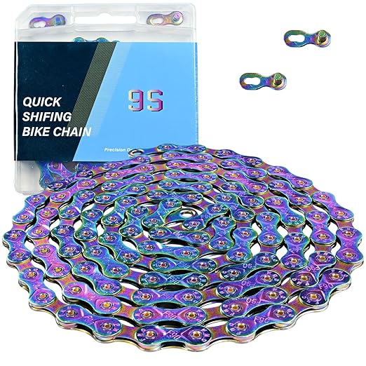 Rainbow 9 Speed Bike Chain, 1/2" x11/128 116 Links for Road Bike Mountain Bike (9 Speed Chain)