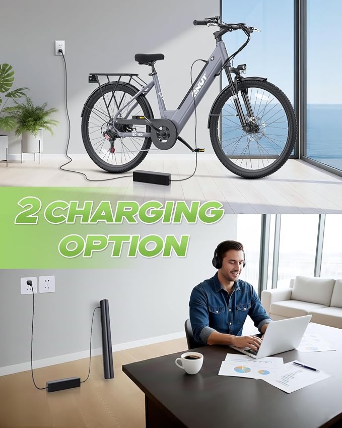Electric Bike for Adults, 1200W Peak Commuter Ebike with 48V Built-in Battery 26" City Step Through E-Bike 7-Speed 65Miles 20Mph Urban Electric Bicycles for Women Men Teens
