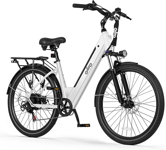 Qlife Cityone 2.0 Electric Bike for Adults,Up to 65Miles,28MPH,1200W Peak Motor 26" Ebike,499WH Certified Battery Electric Commuter Bicycle with Front Suspension & 7-Speed Ebikes