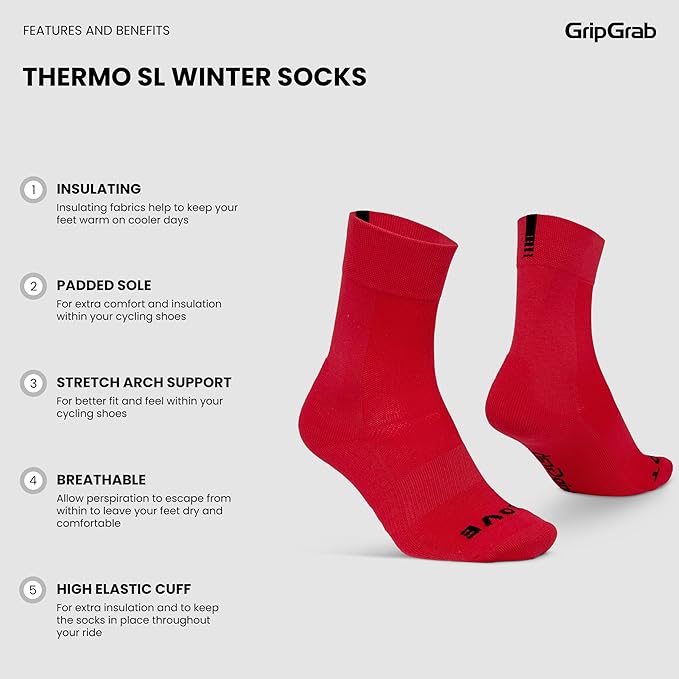 GripGrab Thermo SL Single & Multipack Winter Cycling Socks High Cut Thermal Breathable Tall Cold Weather Bike Sock