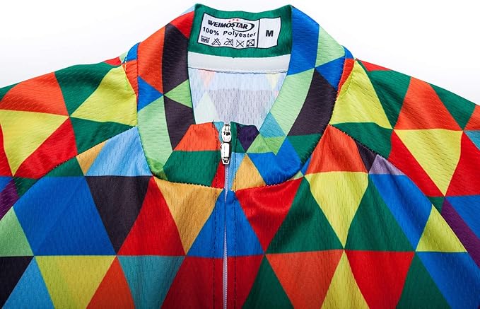 Weimostar Men's Cycling Jersey Short Sleeve Bike Clothing Multicolored Diamond