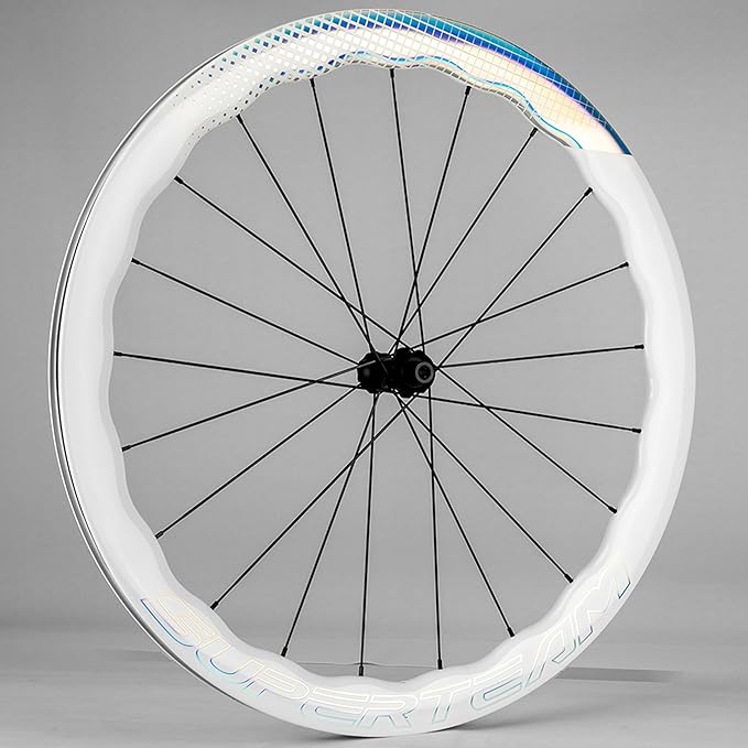 SUPERTEAM 50CU-28-CC Carbon Disc Brake Wheelset Road Bike 700c Tubeless Wheels White Painting