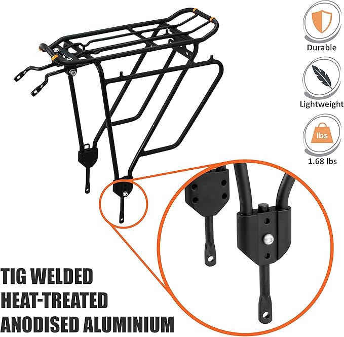 Ibera PakRak Touring Bicycle Seatpost/Disc/Non/Disc Rack and Quick Release Bag (Non-Disc Brake Rack + Trunk Bag with Expandable Panniers)