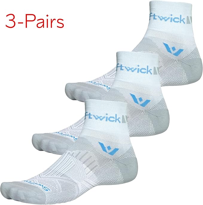 Swiftwick- ASPIRE QUARTER CREW Running & Cycling Socks, Lightweight, Compression Fit