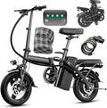 Electric Bike for Adults and Teens, 560-740W Motor, 20-25MPH Compact Commuter Folding Ebike, 32 Miles Range, 48V 10Ah Battery, 3-Level Pedal Assist, 14" Foldable Electric Bicycle, UL 2849 Certified