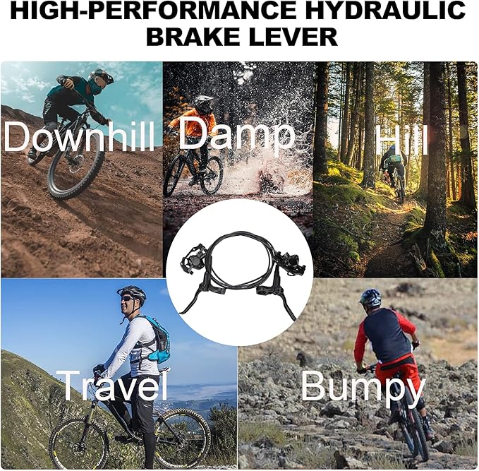 Hydraulic Disc Brake Set for Mountain Bike, Front and Rear Brakes, 160mm Rotor, 800mm/1600mm Cable Length