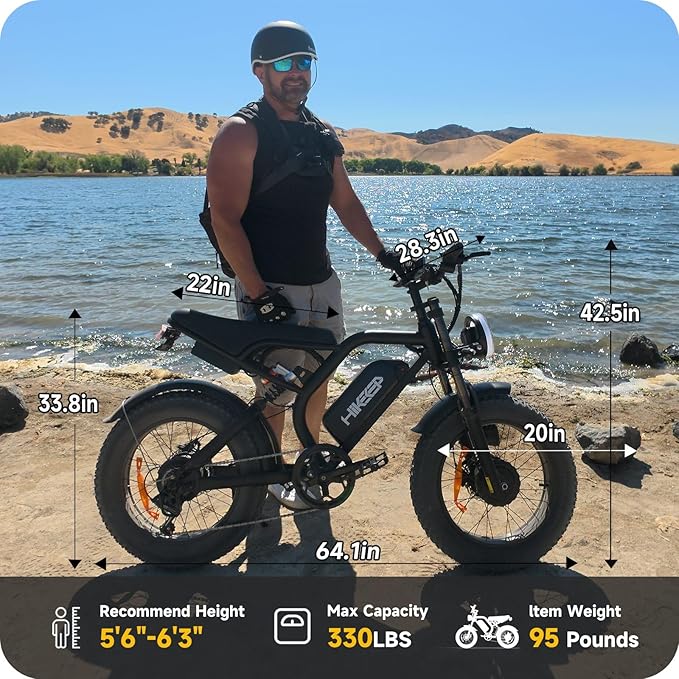 Electric Dirt Bike for Adults - Peak 1500W/3000W Electric Bikes, 48V/52V 15.6Ah/25Ah/40Ah, 50-100 Mile Range(PAS Mode), 16/20 Inch All-Terrain Fat Tire Motorcycle