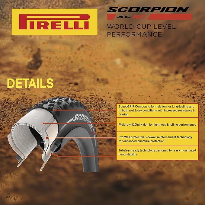 Pirelli Scorpion Sport XC RC 29x2.4 Mountain Bike Tire – Tubeless Ready, Fast Rolling Cross Country MTB Tire with Durable Sidewall Protection for Mixed Terrain – Includes Keychain (2 Pack)