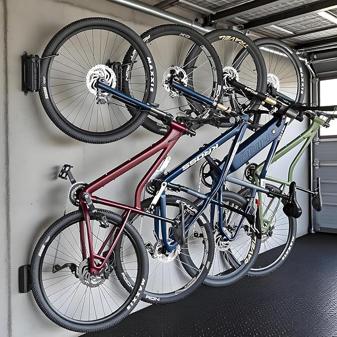 4 Pack Swivel Bike Wall Mount, Bike Hangers for Garage, Space-Saving Vertical Bike Rack, Sturdy Bike Storage Rack Holds Up to 66lbs, Easy to Install.