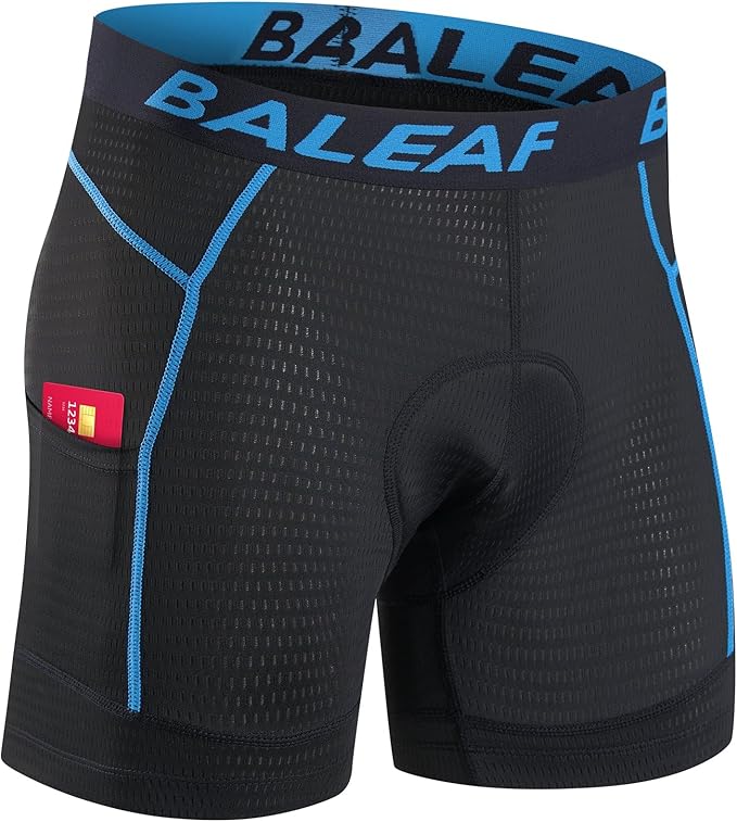 baleaf Men's Cycling Underwear 4D Padded Bike Shorts Pocket Mountain Bike Liner Bicycle Gear
