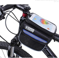 Waterproof Touchscreen Bike Phone Mount - Top Tube Frame Bag for Cycling, 6.8'' Phone Holder & Anti-Shock Storage bag,Bicycle Accessories(Blue)