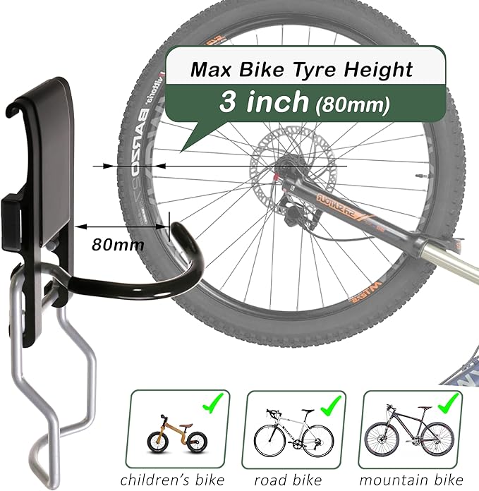 Heavy Duty Wall Mount Bicycle Holder/Hanger/Hook Bicycle Storage for Garage/House, Bike Accessories, Holds up to 110 lbs, 4 Pack