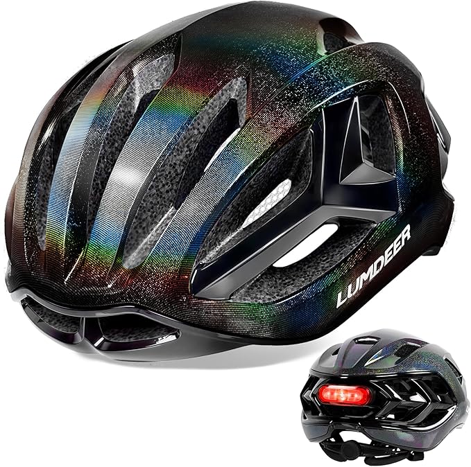 LUMDEER Adult Bike Helmet for Men and Women-Magnetic Taillight, Magnetic Clasps, Lightweight Shockproof, CPSC Safety Certified for Aerodynamic Road Cycling, Mountain Biking & Cyclocross Helmet