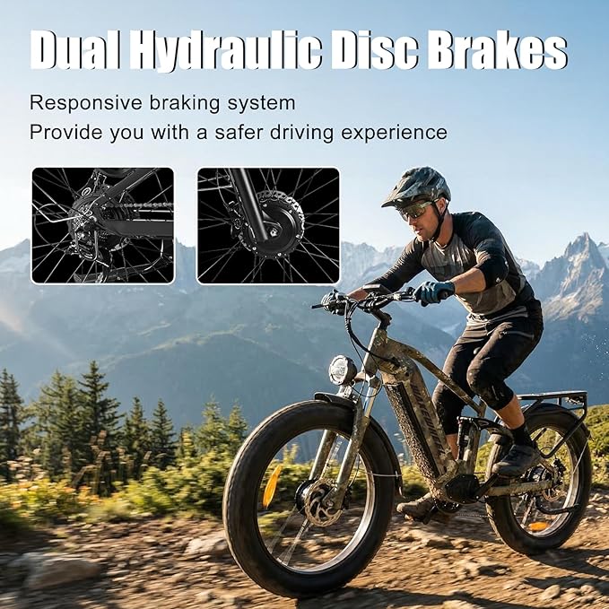 8000w Electric Bike for Adults, 60V 32Ah Battery Ebike, Fat Tire & Long Range Electric Bicycles, 210Nm Mountain Bike Full Suspension, Hydraulic Brake Electric Bicycle