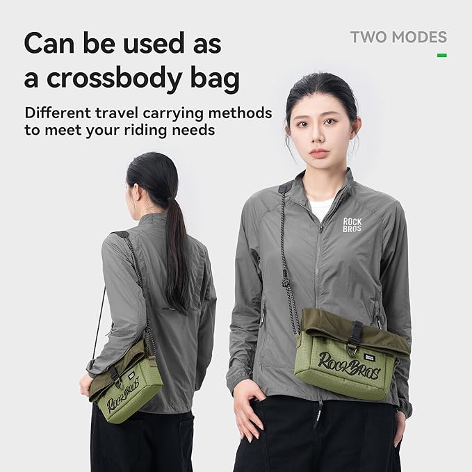 ROCKBROS Handlebar Bag for Brompton Folding Bike – Quick-Release Handlebar & Shoulder Bag, Convertible Crossbody Commuter Bag Compatible with Brompton Front Block