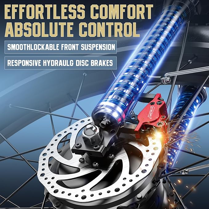 6000W Dual Motor Electric Bike for Adults, 48MPH Fast Ebike with 52V 36Ah Removable Battery, Up to 100 Miles Long Range, 24/26 Inch Fat Tire, Shimano 7-Speed, Shock Absorber Commuter E-Bike
