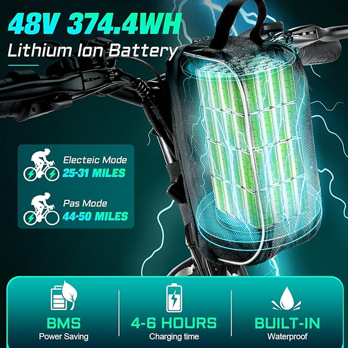 Vivi MT26GUL Electric Bike 26" Step Through Electric Bicycle with Removable 48V 374.4Wh Battery, 750W Peak Motor, 21.7Mph Top Speed, Up to 50 Miles, Cruise Control, 7 Speed, SGS Certified to UL2849