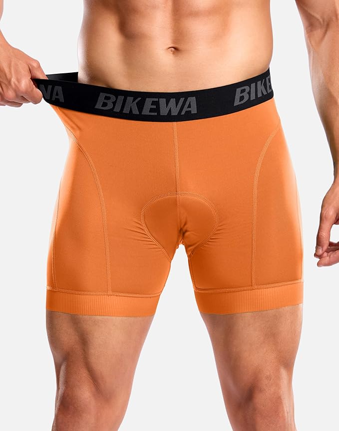 Bikewa Men's Cycling Underwear with Anti-Slip Leg Grips 4D Padded Bike Shorts MTB Liner for Bicycle Biking Riding