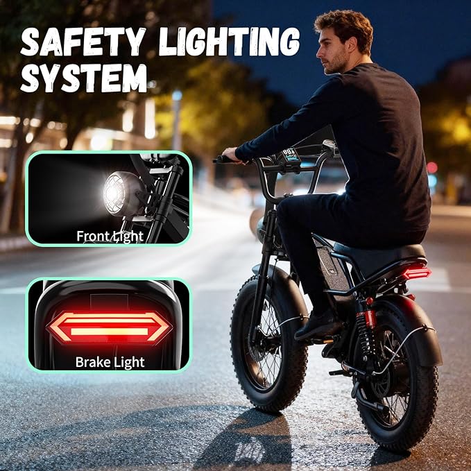 Jasion 3000W/2000W Electric Bike for Adults Teens,Electric Dirt Ebike 80/55 Miles Range,Moped Style E Bike 32/28MPH,20"/16"*4 Fat Tire Off Road Bike with Cruise Control,Dual Suspension E Motorcycle