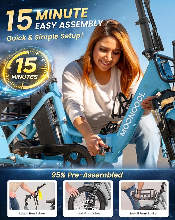 MOONCOOL Electric Trike for Adults, 500W/750W 48V Electric Tricycle for Adults Peak Power 1500W, 20"x3.0" Fat Tire 3 Wheel Electric Bike, Folding Aluminum Adult Tricycle with Removable Battery