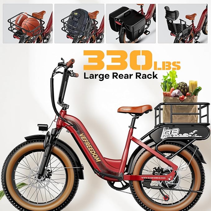 1500W Electric Bike for Adults Full Suspension,48/52v 20AH Electric Dirt Bike with 20" x 4.0 Fat Tire, Max 30+MPH & 70 Miles Electric Bicycle, Ebike for Snow, Mountains, Road UL Certified
