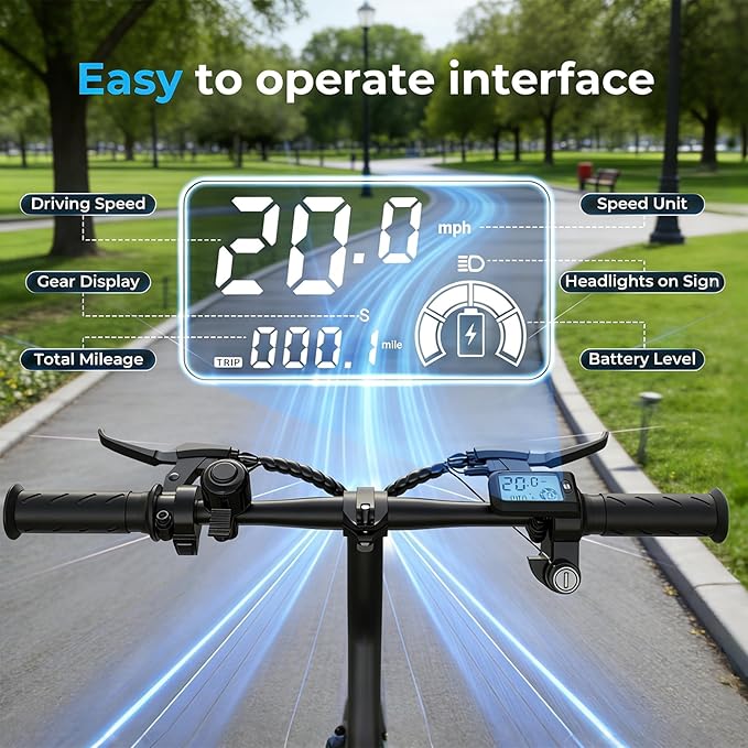 Electric Bike- Peak 500W, 20MPH, Up to 25+Miles, Waterproof Battery, Dual Disc Brakes,Rear Suspension, Stylish 14" Commuter E-Bike for City & Road Sand Mountain